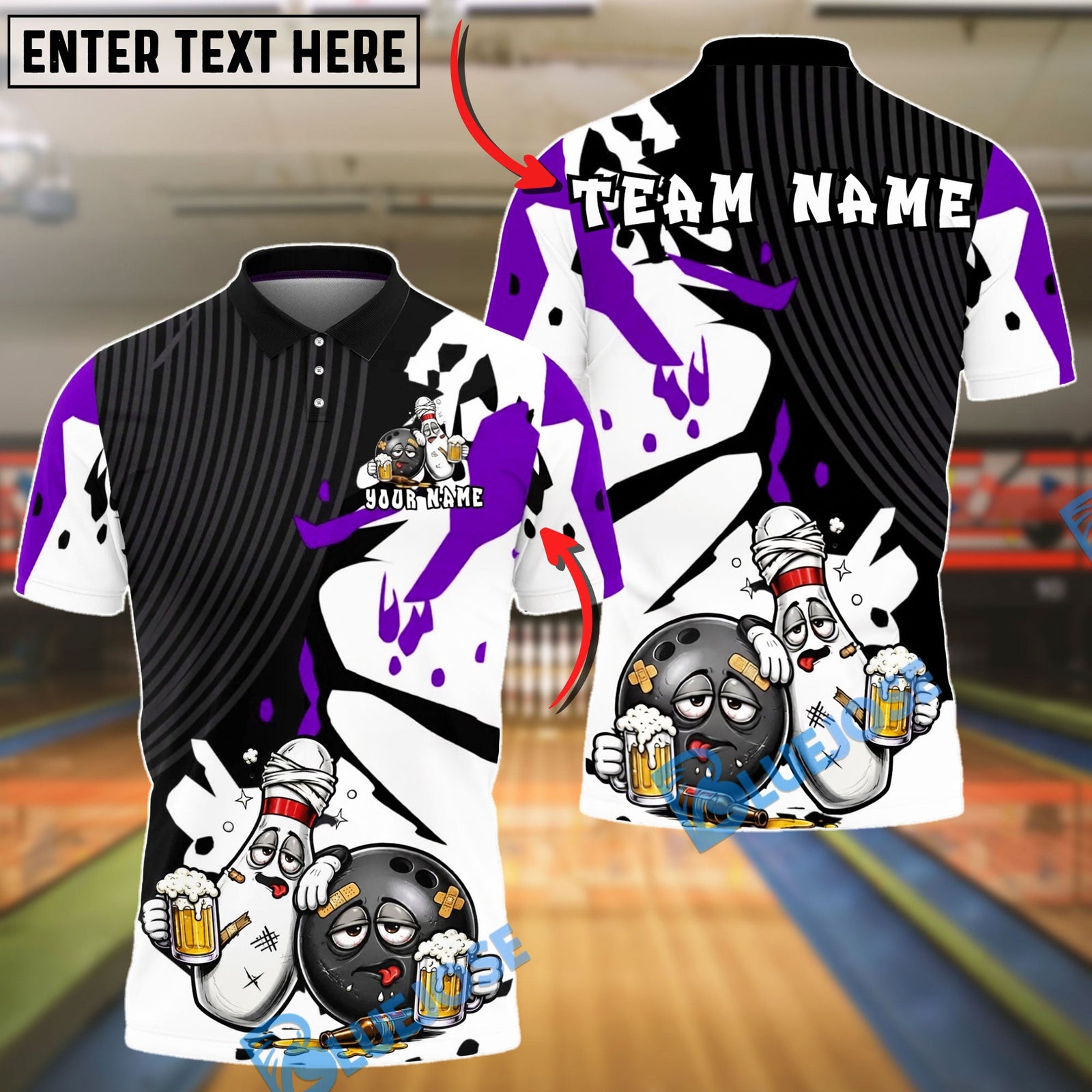 BlueJose Bowling And Pins Funny Bowling Pin Drinking Buddies Customized Name, Team Name 3D Shirt (4 Colors)