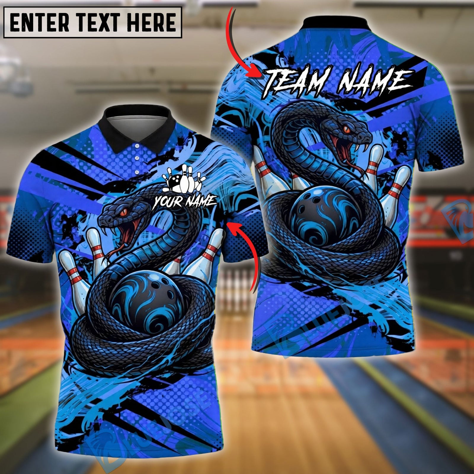 BlueJose Bowling And Pins Snake Strike Ball Jungle Power Graphic Customized Name, Team Name 3D Shirt (4 Colors)