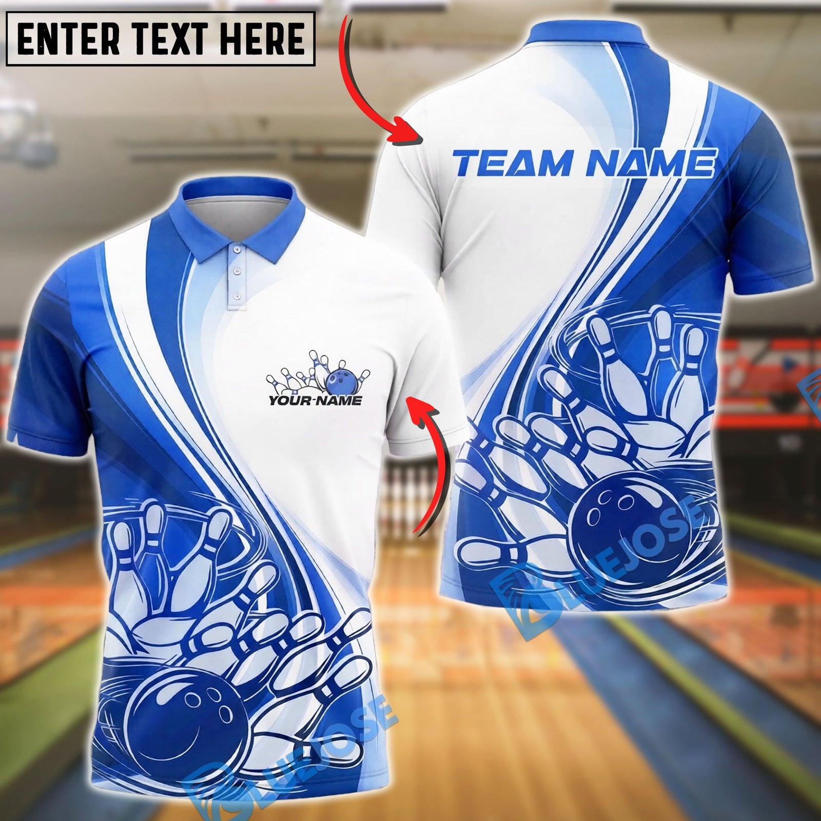 BlueJose Bowling And Pins Ribbon Awareness Swirl Design Customized Name, Team Name 3D Shirt (4 Colors)