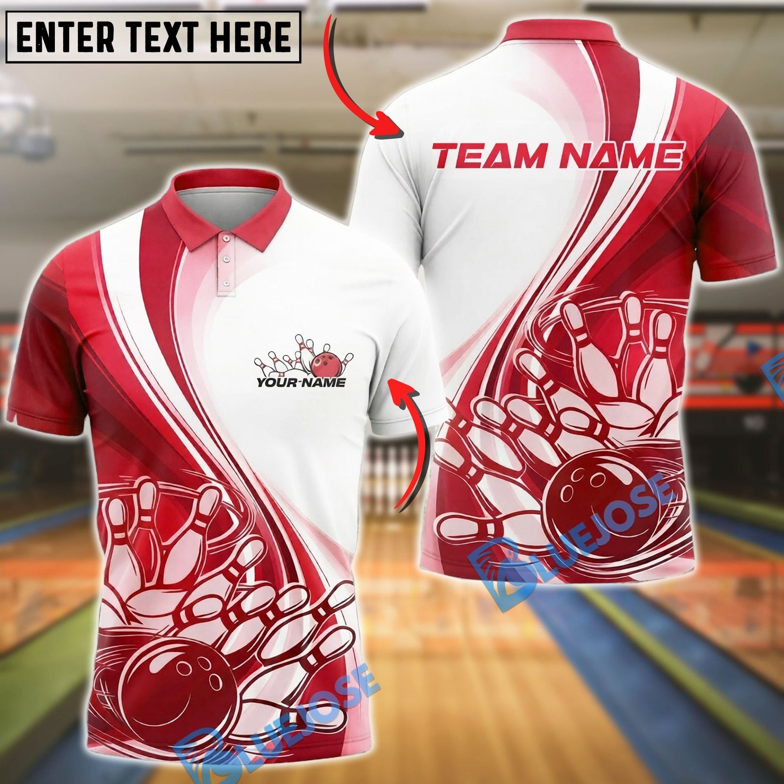 BlueJose Bowling And Pins Ribbon Awareness Swirl Design Customized Name, Team Name 3D Shirt (4 Colors)