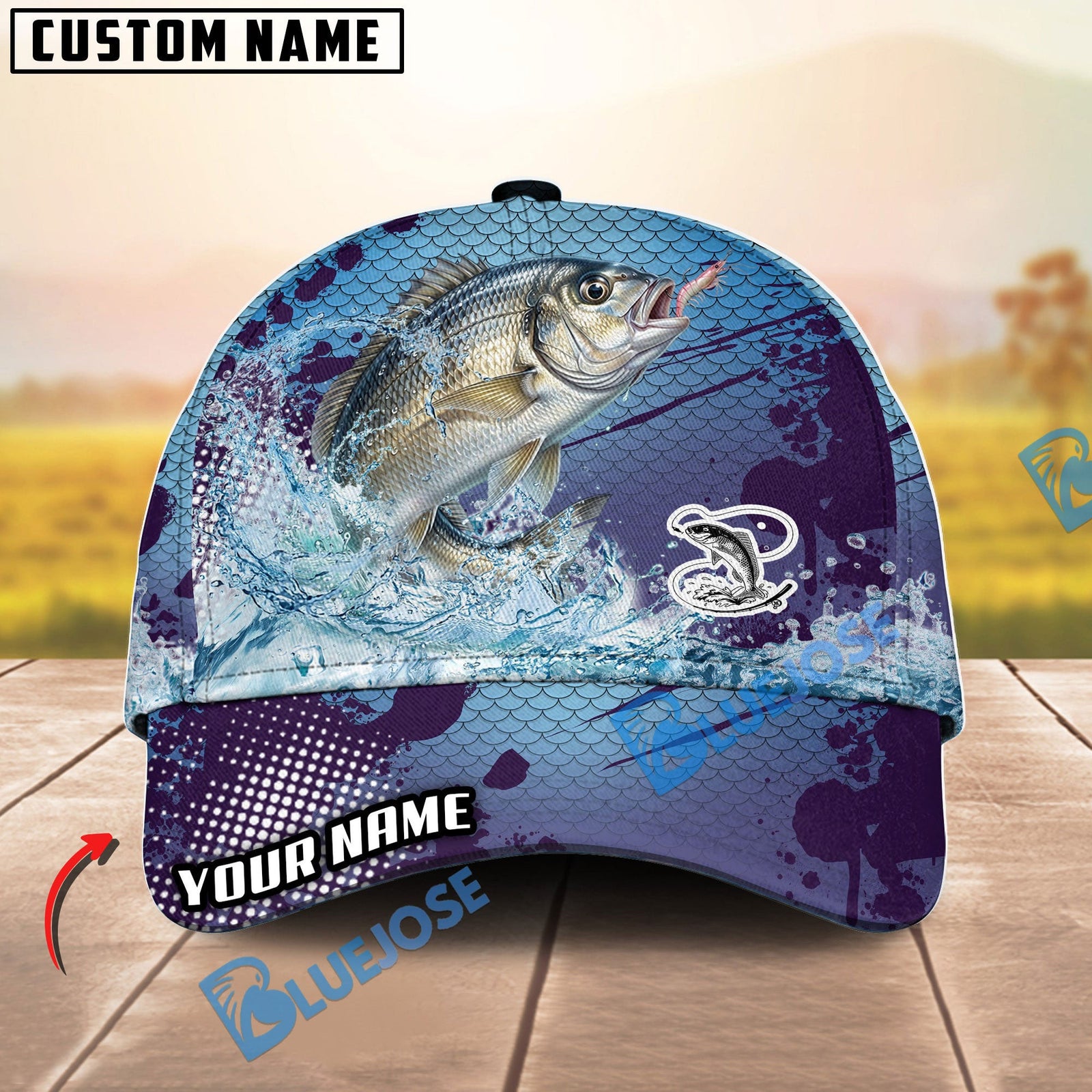 BlueJose Fishing Blue Wave Personalized Cap (13 Breeds)