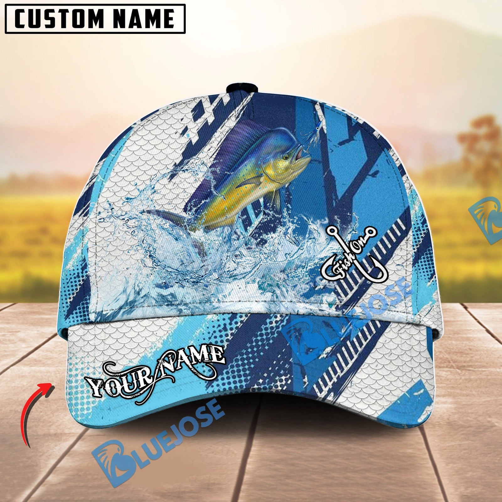BlueJose Fishing Technical Fish Scale Personalized Cap (13 Breeds)