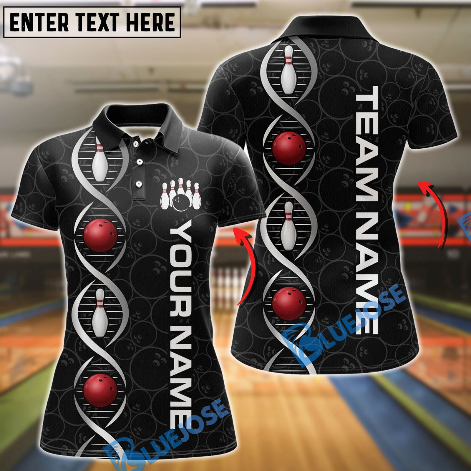BlueJose Bowling And Pins Bowling Dna Pattern Customized Name, Team Name 3D Shirt
