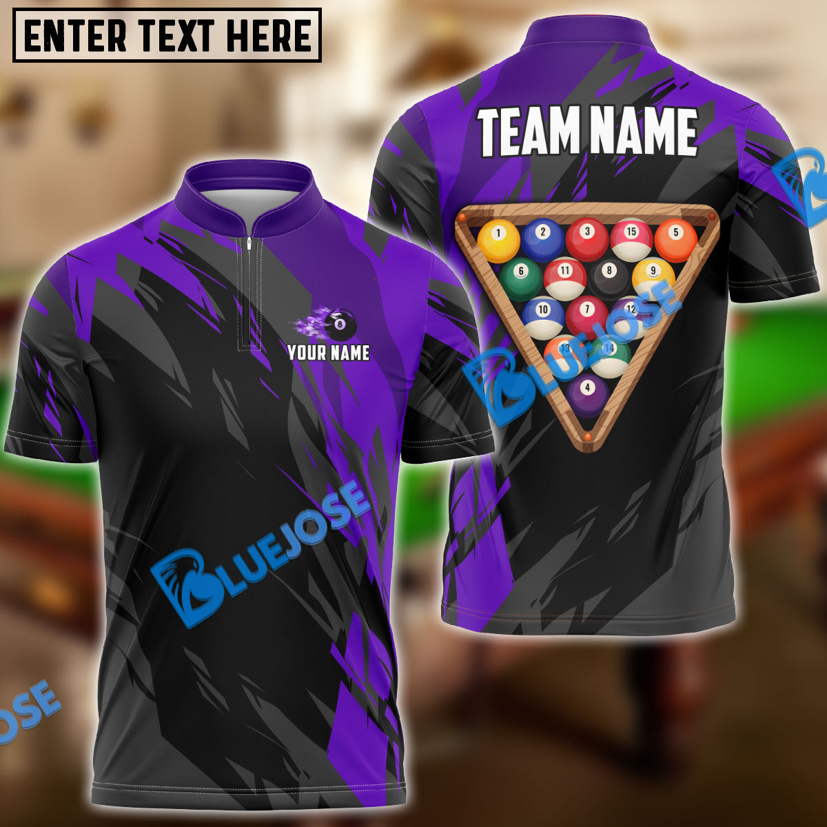 BlueJose Billiards Ball 8 Victory Rack Personalized Name, Team Name Unisex Shirt (6 Colors)