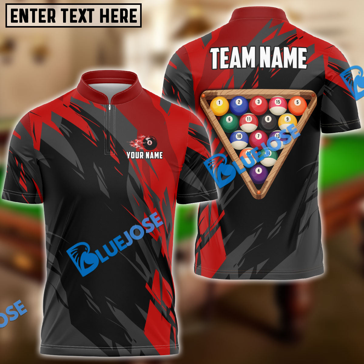 BlueJose Billiards Ball 8 Victory Rack Personalized Name, Team Name Unisex Shirt (6 Colors)