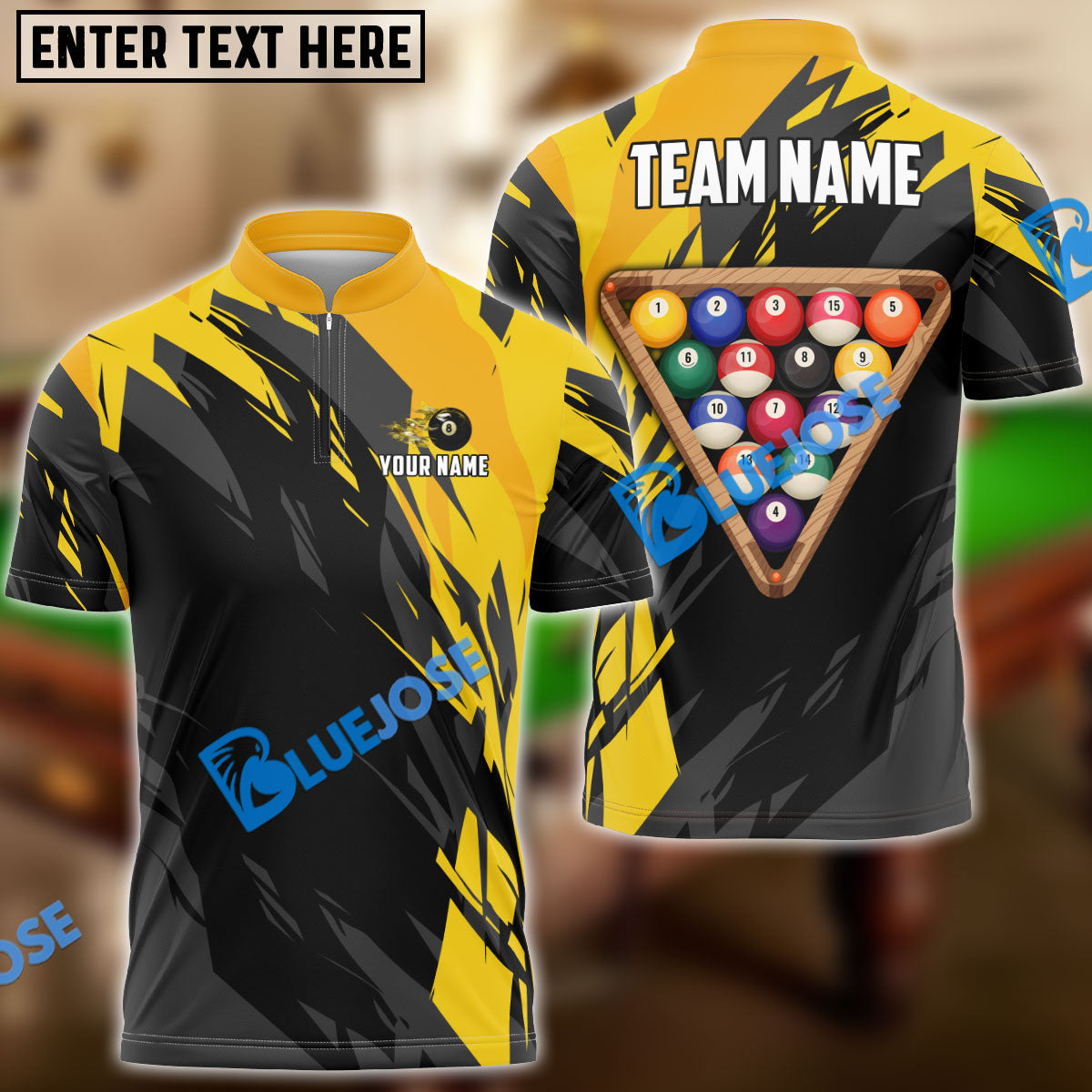 BlueJose Billiards Ball 8 Victory Rack Personalized Name, Team Name Unisex Shirt (6 Colors)