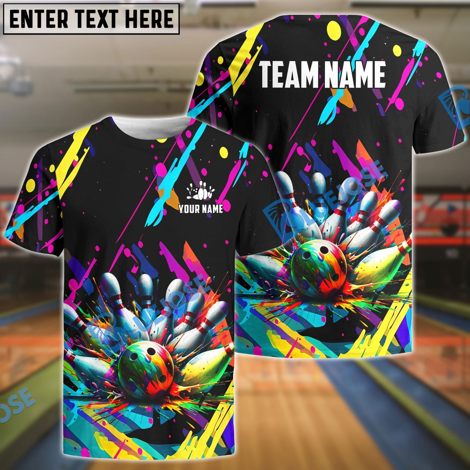 BlueJose Bowling Graffiti Splash Paint Personalized Shirt