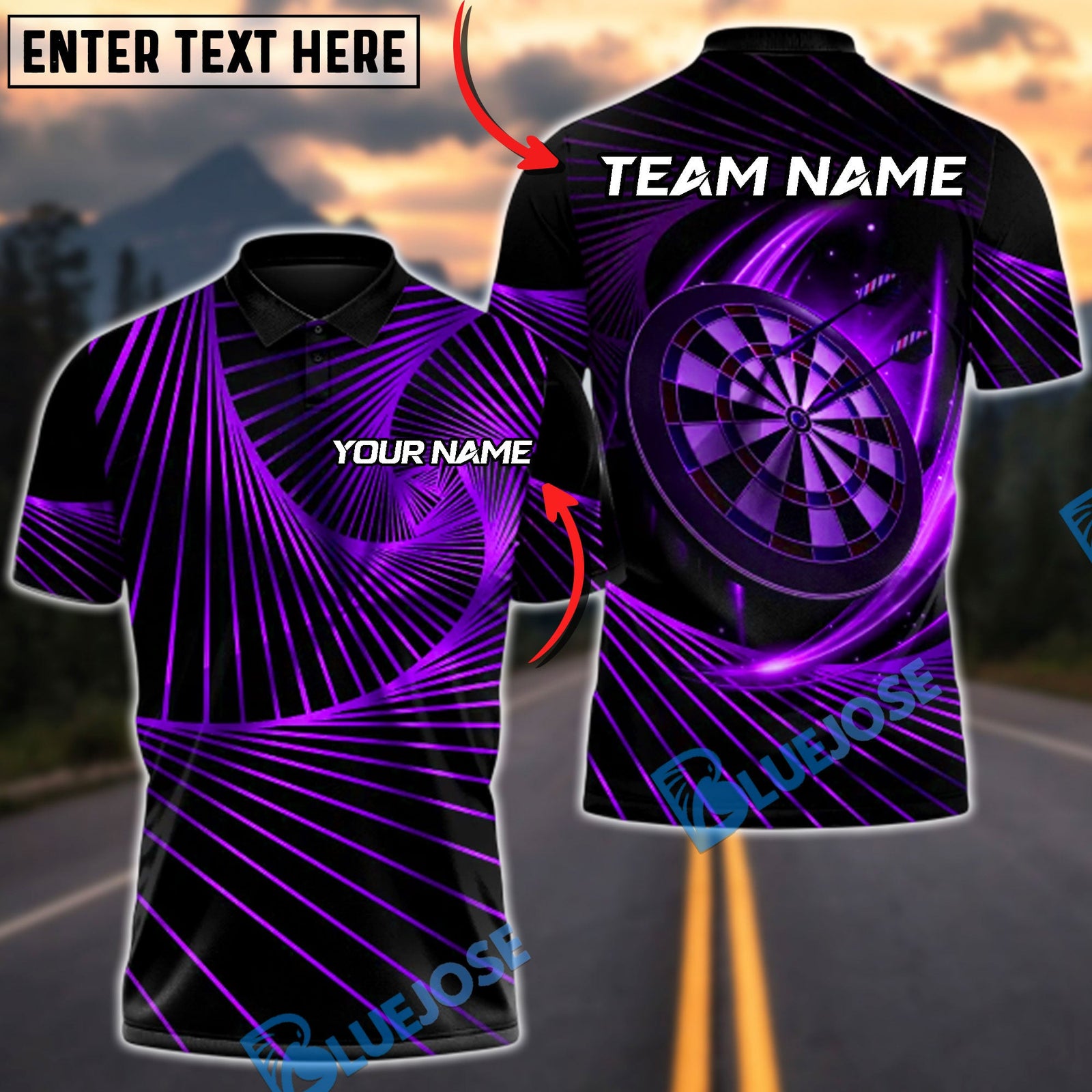 BlueJose Darts Pro Line Multicolor Options Personalized Name Shirt (6 Colors)