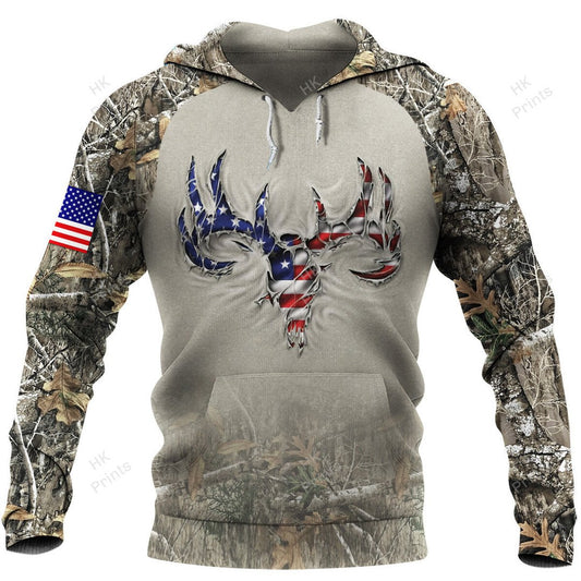 BlueJose Ripped Deer American Flag Camouflage Hunting Apparels