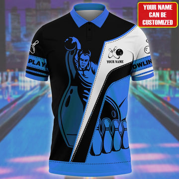 BlueJoses Bowling Player Multicolor Customized Name 3D Polo Shirt