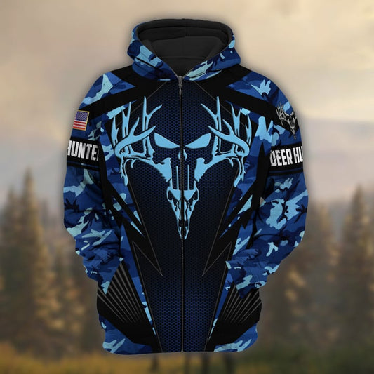 BlueJose Personalized Name The Best Deer Hunting Hoodie & Zip Hoodie Camo Style  Multicolor