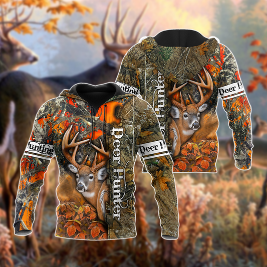 BlueJose Customized Name Deer Hunter Orange Camo 3D Shirt