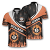 BlueJose Billiard Fire Flame Orange Billiard Custom Name Zipper Polo Shirt