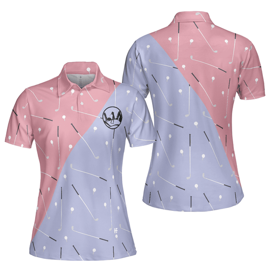 BlueJose Elegant Golf Girl Seamless Pattern Women Polo Shirt