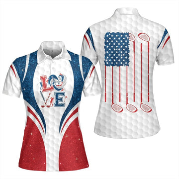 BlueJose Golf American Flag Women Polo Shirt