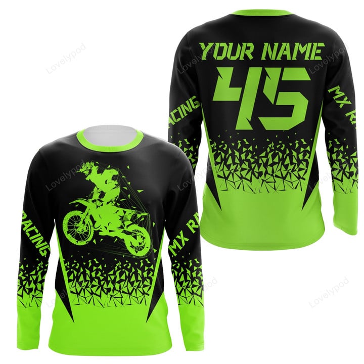 BlueJose ¬†Personalized Motocross Green Dirt Bike Riders Off-Road Motorcycle 3D Shirt