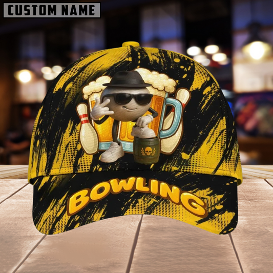 BlueJose Bowling Funny Ball And Beer Personalized Name Cap