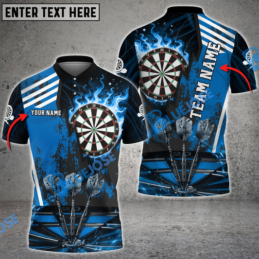 BlueJose Darts Dartboard Flame Hitting Target Personalized Name, Team Name 3D Shirt (4 Colors)