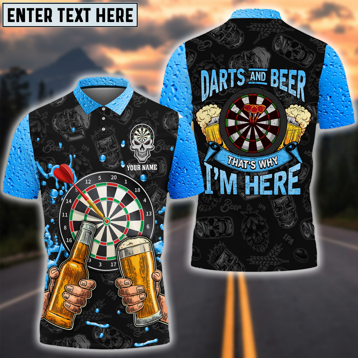 BlueJose Darts &amp; Beer Personalized Name Shirt