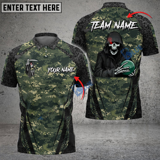 BlueJoses Bowling And Pins Reaper Camo Squad Customized Name 3D Shirt (6 Colors)