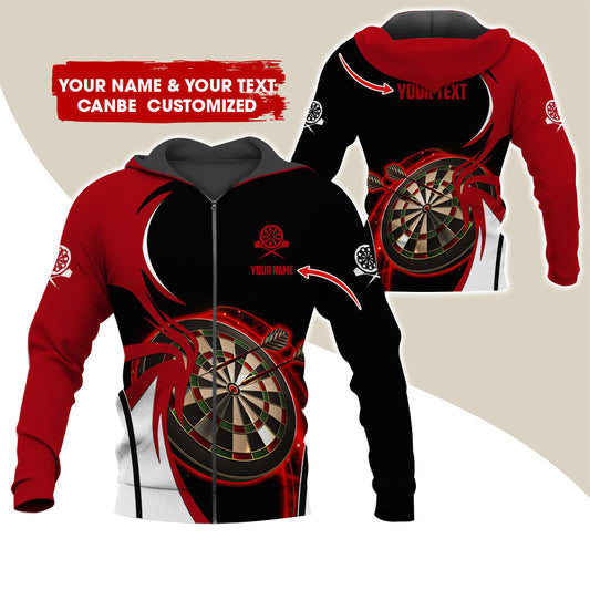 BlueJose Red Dartboard Personalized Name, Team Name Hoodie