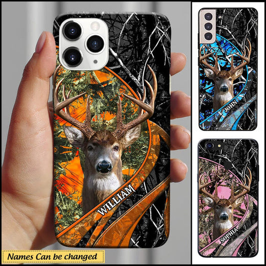 BlueJose Deer Hunting Personalized Name Multicolor Phone Case (6 colors)