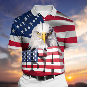 BlueJose Premium Patriotic 3D Polo All Over Printed