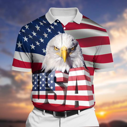 BlueJose Premium Patriotic 3D Polo All Over Printed
