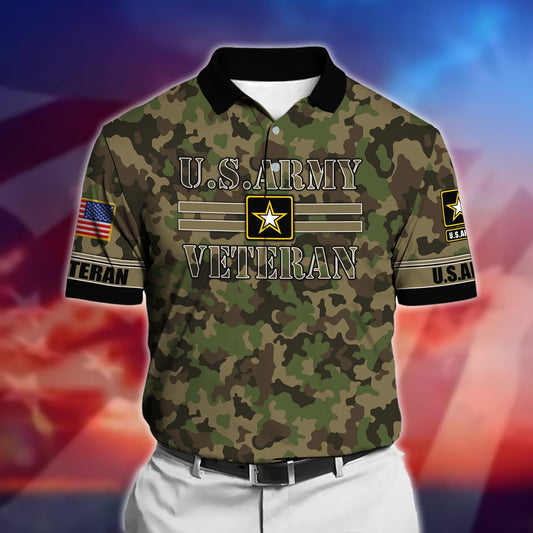 BlueJose Premium U.S Multiple Service Veteran Polo Shirt
