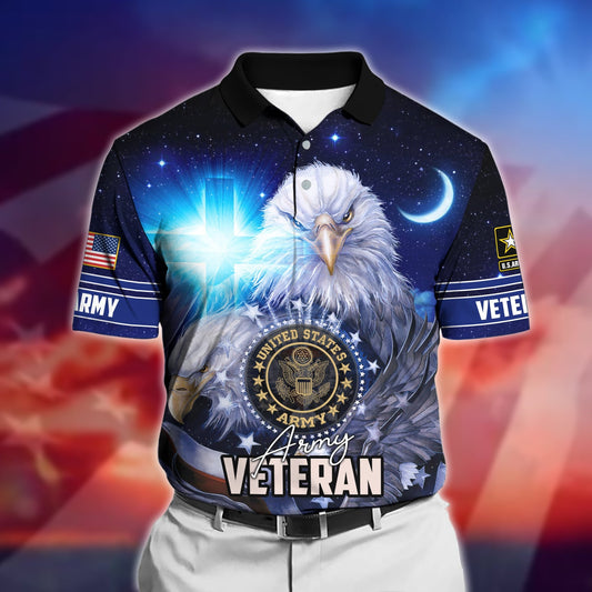 BlueJose Premium U.S Multiple Service Veteran Polo Shirt
