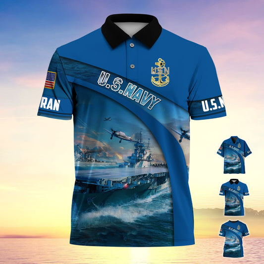 BlueJose Premium U.S Navy Veteran Polo Shirt