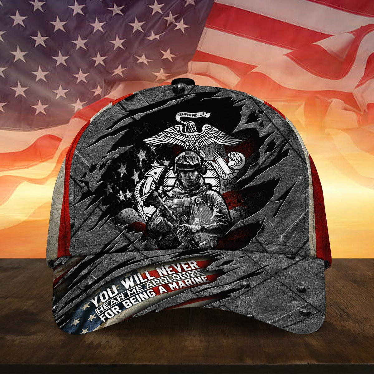 BlueJose Unique Never Apologize For Being A Veteran Cap