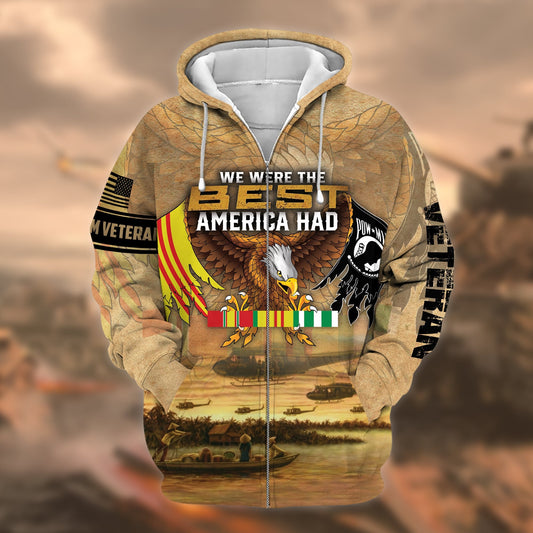 BlueJose Unique Vietnam Veteran Memorial Zip Hoodie