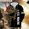 BlueJose Premium Multiple US Military Services Veteran Personalize Zip Hoodie