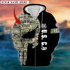 BlueJose Premium Multiple US Military Services Veteran Personalize Zip Hoodie
