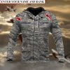 BlueJose Premium Multiple US Military Services Veteran Personalize Hoodie
