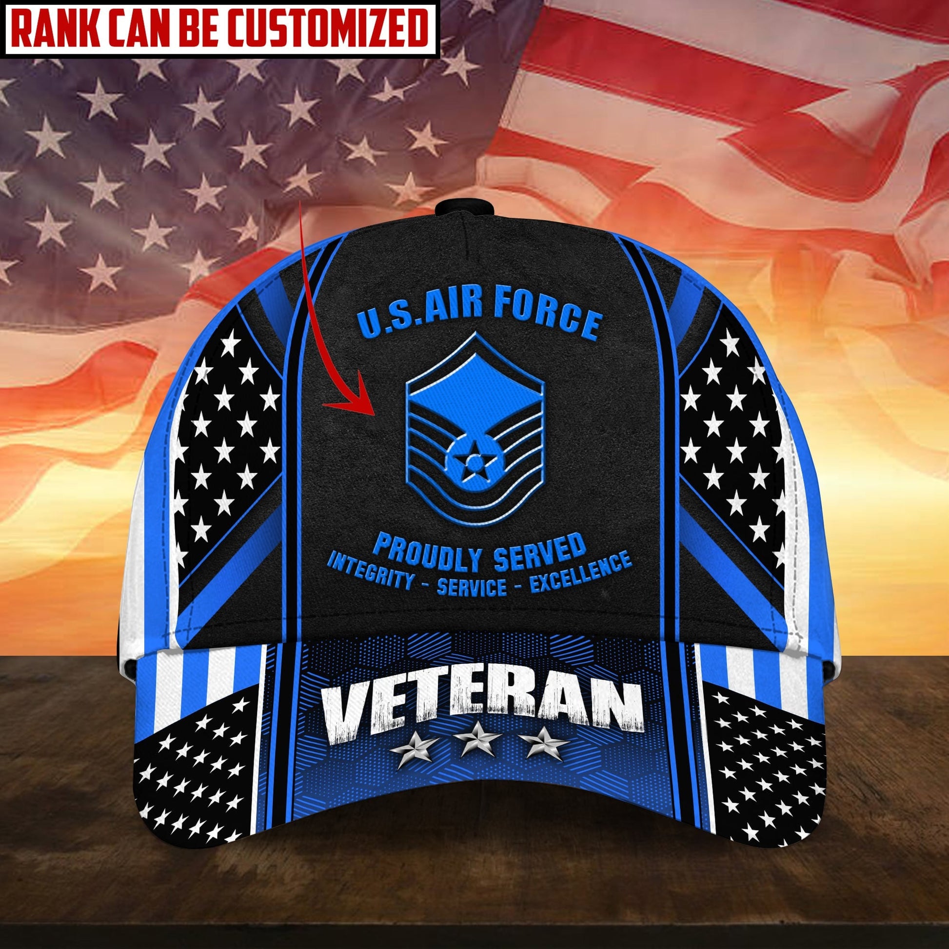 BlueJose Premium Personalised Multiple US Military Services Veteran 3D Cap PVC120202