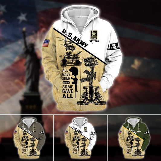 BlueJose Unique U.S.Army Veteran Zip Hoodie