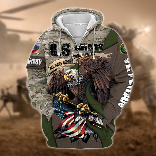 BlueJose Premium U.S Multiple Service Veteran Zip Hoodie