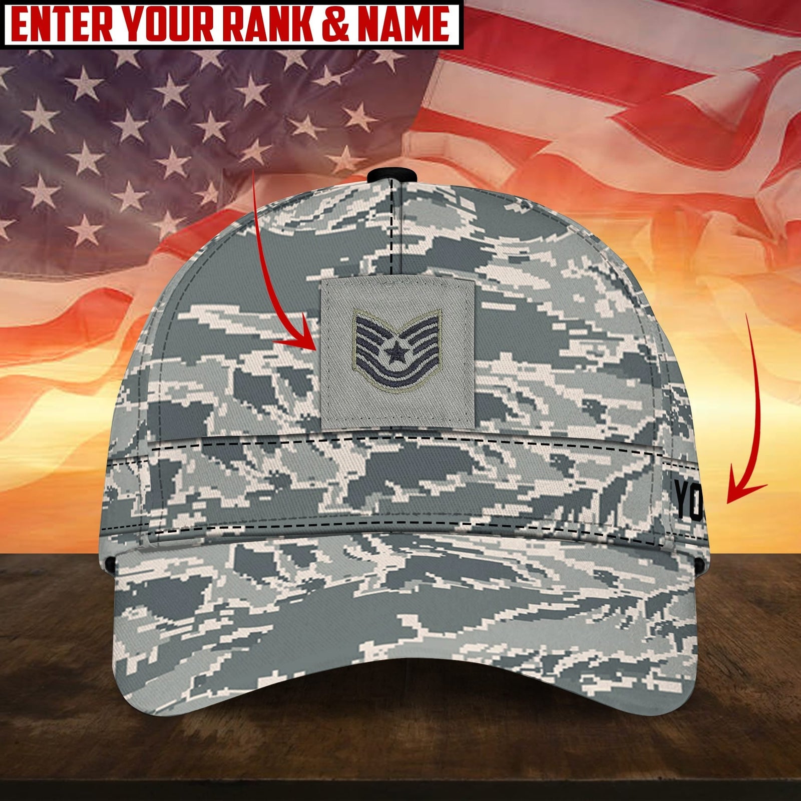 BlueJose Premium Personalised Multiple US Military Services Veteran 3D Cap PVC170204