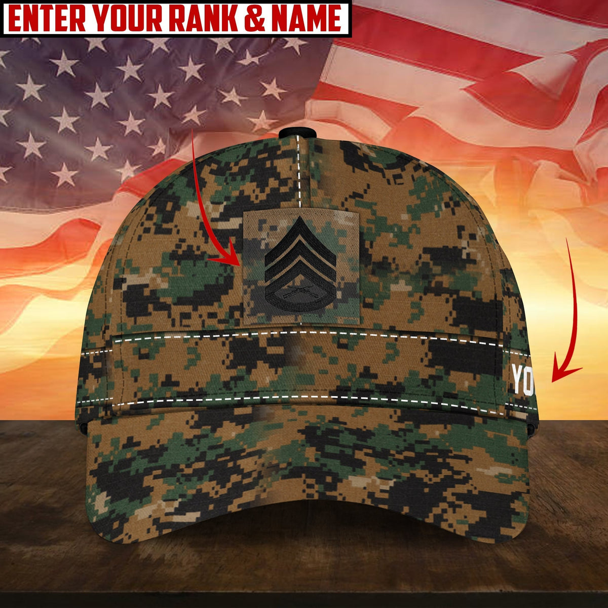 BlueJose Premium Personalised Multiple US Military Services Veteran 3D Cap