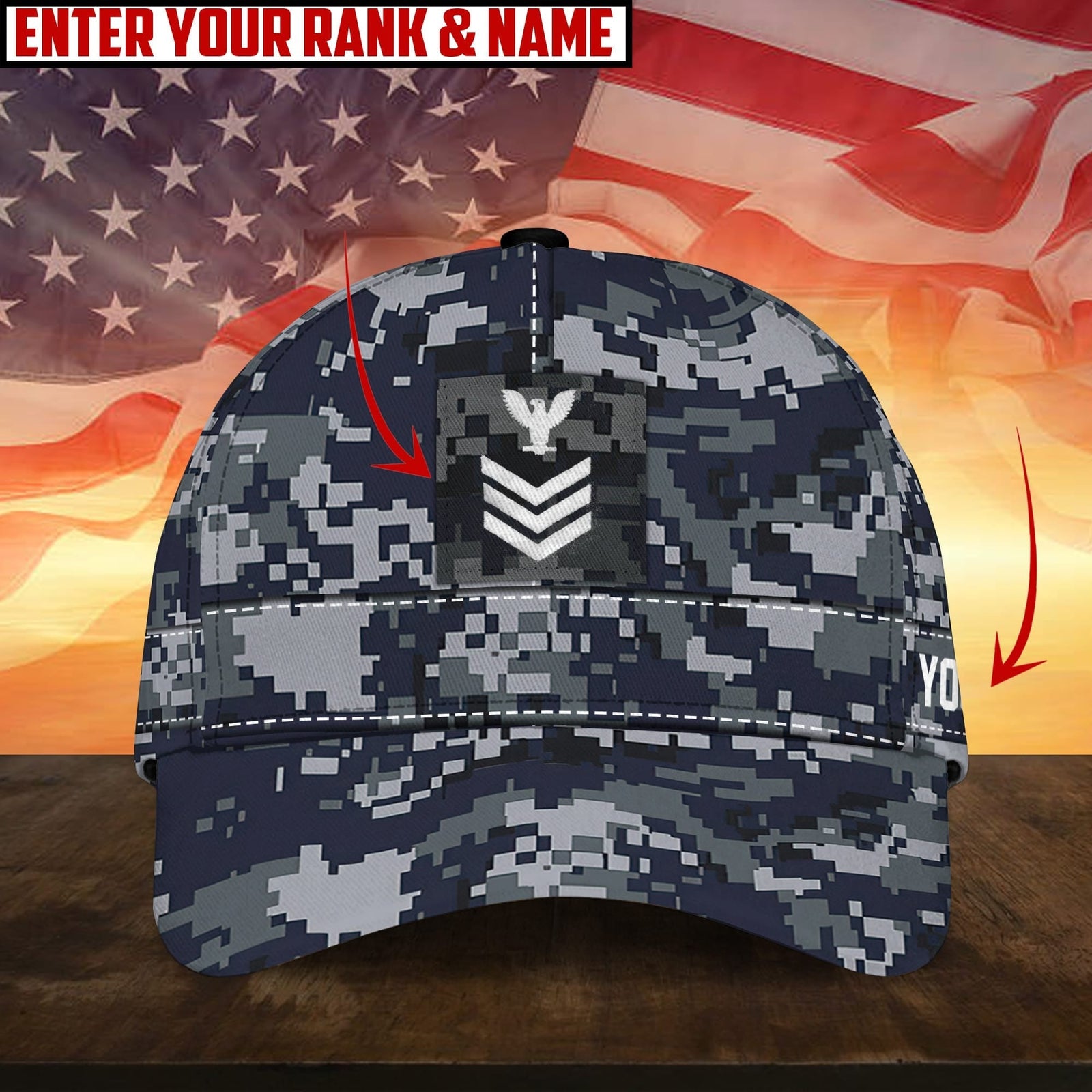 BlueJose Premium Personalised Multiple US Military Services Veteran 3D Cap