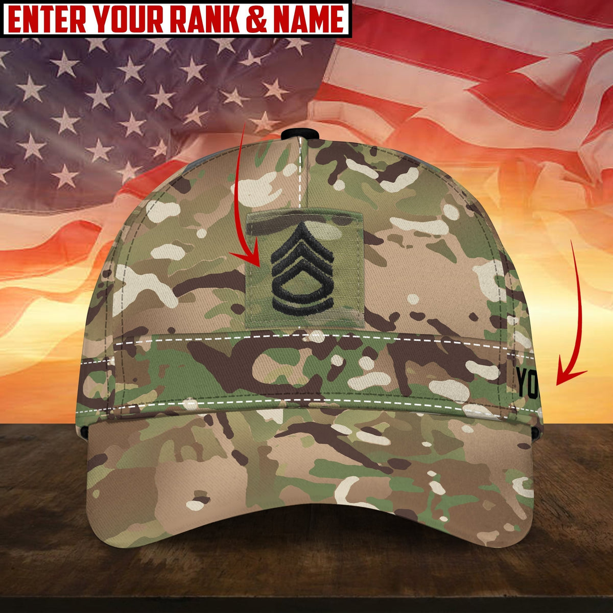 BlueJose Premium Personalised Multiple US Military Services Veteran 3D Cap