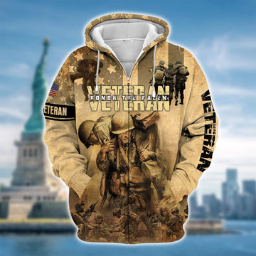 BlueJose Premium Honor The Falen Veteran Zip Hoodie