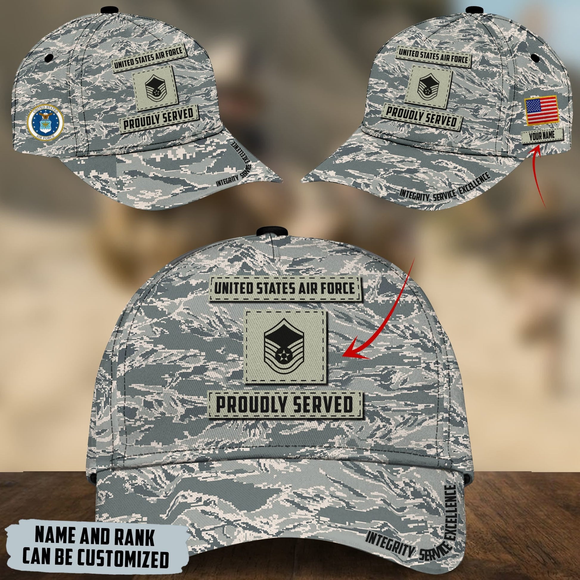 BlueJose Unique Personalised U.S Multiple Service Veteran 3D Cap PVC030303