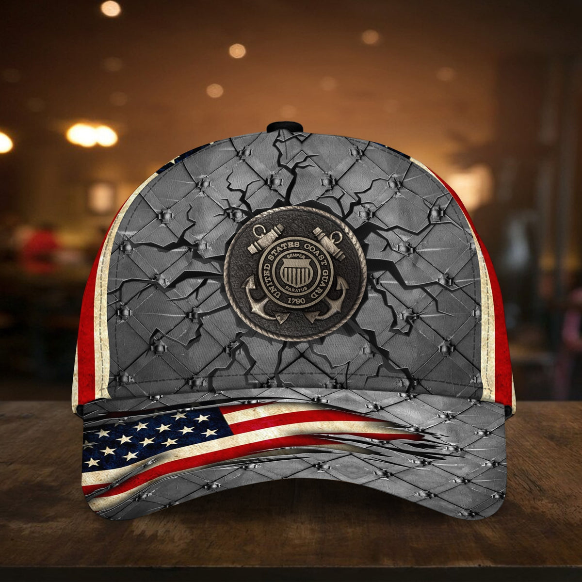 BlueJose Premium U.S Veteran 3D Cap Flag USA Printed PVC240602