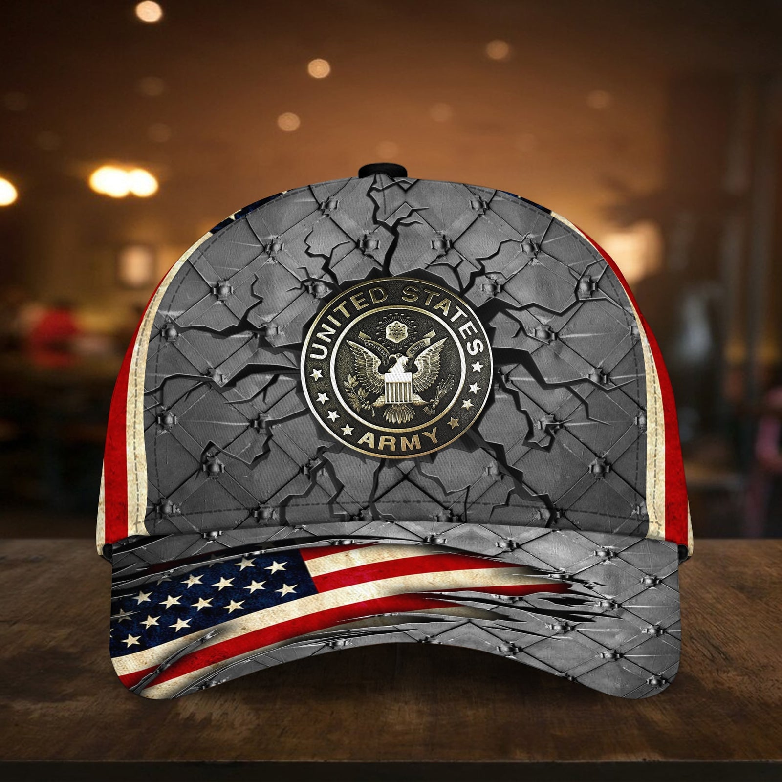 BlueJose Premium U.S Veteran 3D Cap Flag USA Printed PVC240602
