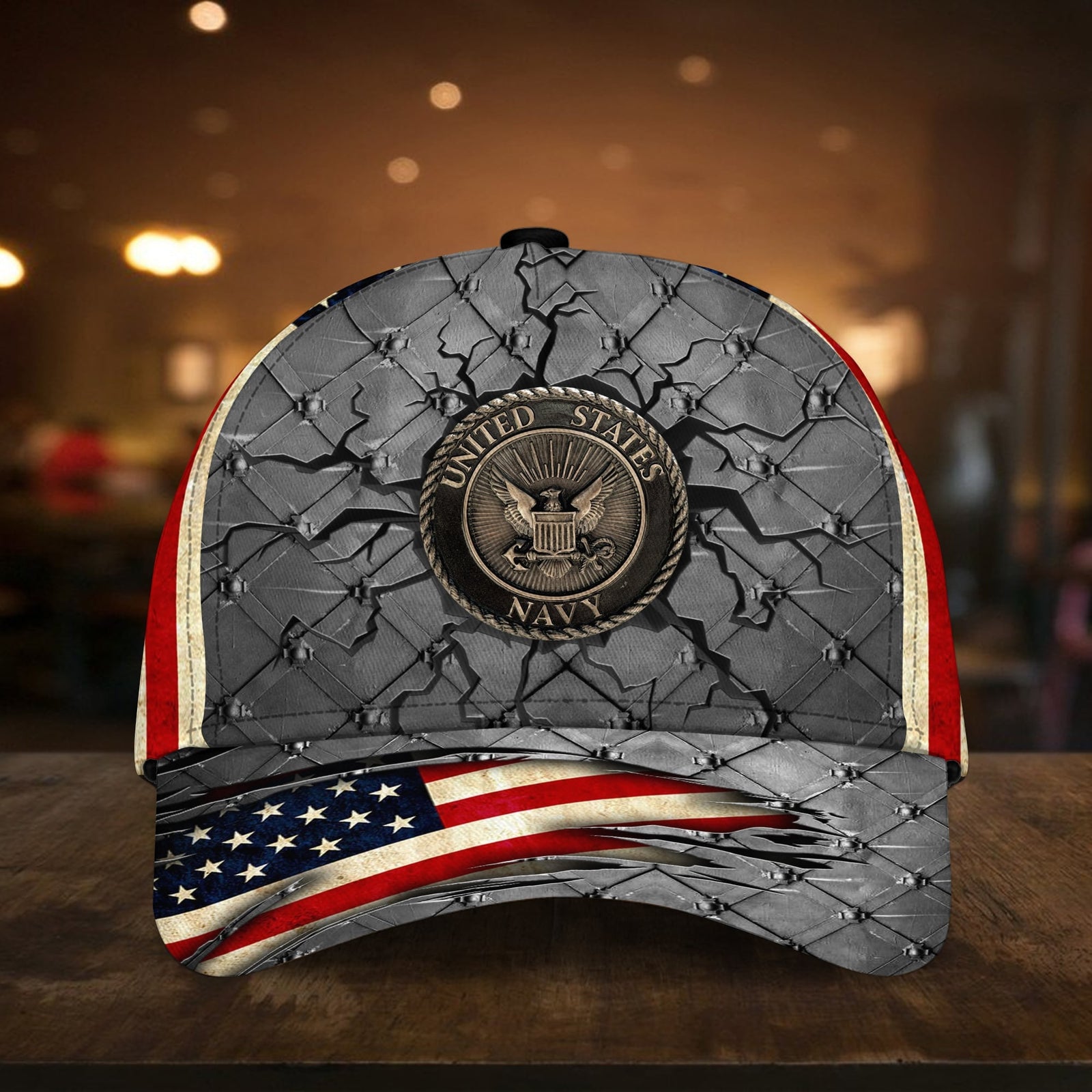 BlueJose Premium U.S Veteran 3D Cap Flag USA Printed PVC240602