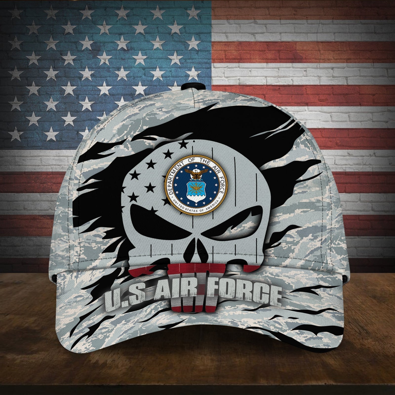 BlueJose Colorful Puniskull Multiservice U.S Veteran Cap