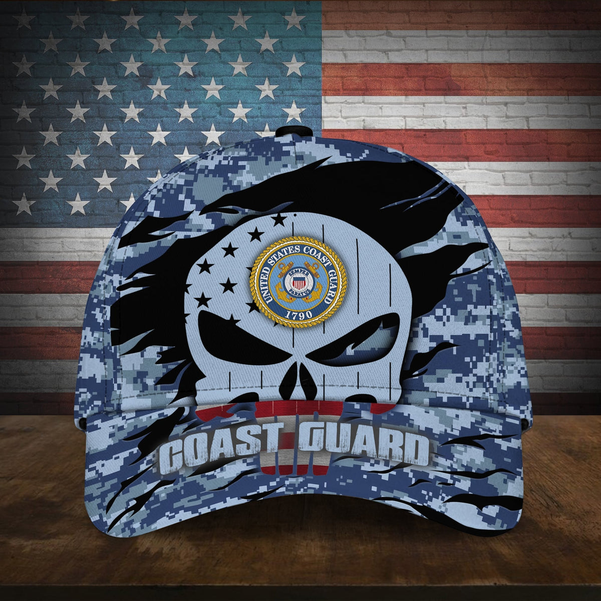 BlueJose Colorful Puniskull Multiservice U.S Veteran Cap